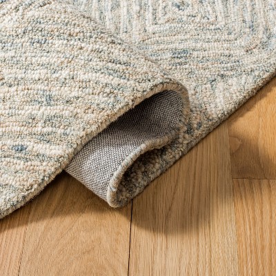 Beige and Gray Hand-Tufted Wool Ikat Runner Rug