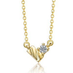 Guili Rectangular 14K Gold Plated Clear Moissanite Pendant Necklace - Elegant and Timeless Jewelry for Every Occasion - 1 of 2