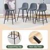 Kumasinova Techno-Fabric Counter Height Bar Stools Set of 2, Upholstered Counter Stools with Rounded Backrest & Black Metal Legs,  Bar Chair Set - 4 of 4