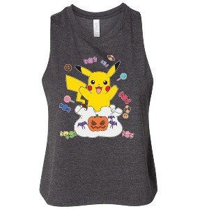 Women's Pokémon Gotta Eat Em All Graphic Racerback Tank - Heather Charcoal - Small - 1 of 3