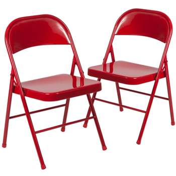 Emma and Oliver 2 Pack Home & Office Double Braced Party Events Steel Metal Folding Chair