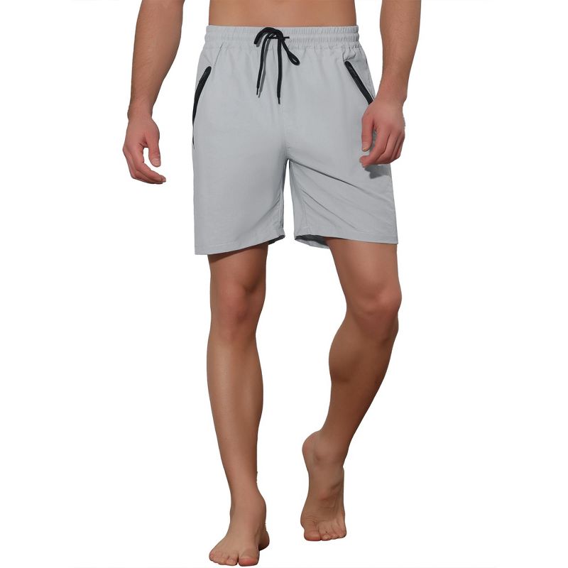 Lars Amadeus Men's Solid Color Elastic Waistband Lightweight Swimwear Shorts, 5 of 6