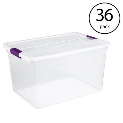 Sterilite 66 Quart Multipurpose ClearView Latching Lid Storage Box Tote Container for Home or Office Organization, Clear (36 Pack)