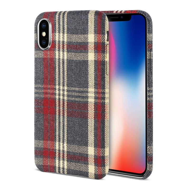 Reiko iPhone X/iPhone XS Checked Fabric Case in Red, 2 of 5