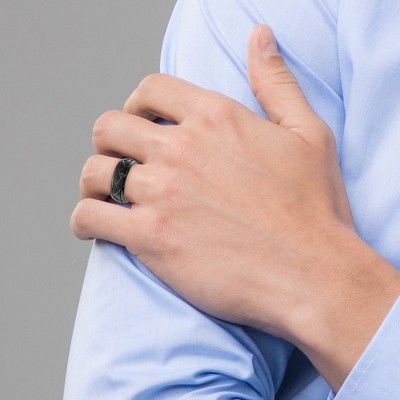 Chisel Stainless Steel Black IP-plated Brushed Center 8.00mm Band Ring