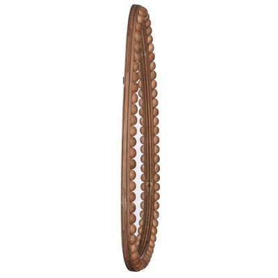 Natural Rectangular Wood Wall Mirror with Knob Pattern