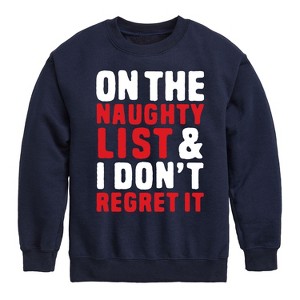 Boys' - Instant Message - Christmas On The Naughty List Graphic Long Sleeve Fleece Sweatshirt - 1 of 4