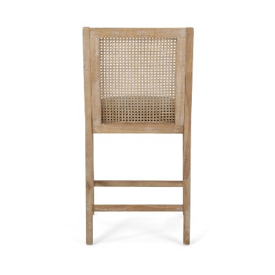 Charcoal Upholstered Wood and Cane 25.5 inch Counter Stools, Set of 2