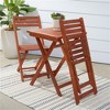 SKRAN Outdoor Balcony Wooden Bistro Set, 3 Piece Eucalyptus Foldable Patio Set for Patio, Garden and Outdoor Use (Red Brown) - 2 of 4
