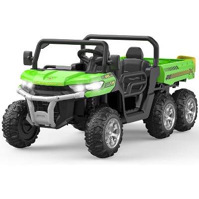 24V 2-Seater Ride On Dump Truck for Kids, 4WD 6-Wheel Electric Car with Parent Remote Control, Bluetooth Music & Dump Bed