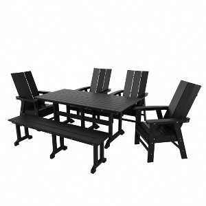 WestinTrends 6 Piece Outdoor Patio Dining Table and Armchair Dining Bench Set - 1 of 2