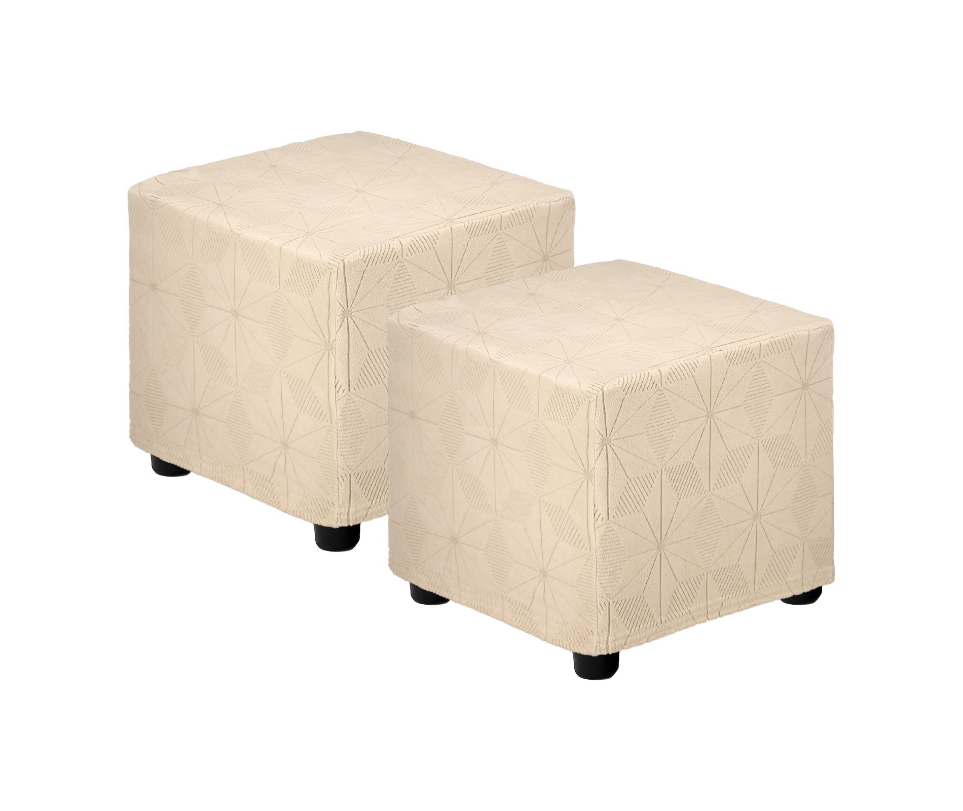 Unique Bargains Jacquard Scratch-Resistant Elastic Square Footrest Slipcovers 2 Pcs Khaki