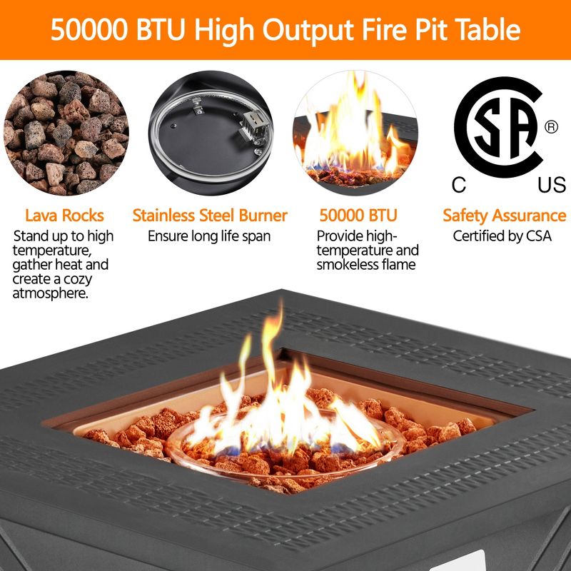 Yaheetech 28" Propane Gas Fire Pit with Lid and Iron Tabletop, 5 of 9