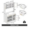 71 Inch Large Modern Home Bar Cabinet with Glass Rack Storage Shelves Hooks Kitchen Buffet Sideboard Display Cupboard for Dining Living Room, White - 2 of 4