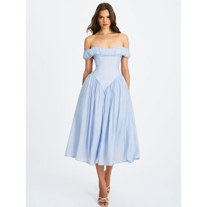 Miss Circle Xavy Baby Blue Off Shoulder Corset Midi Dress XL : Target