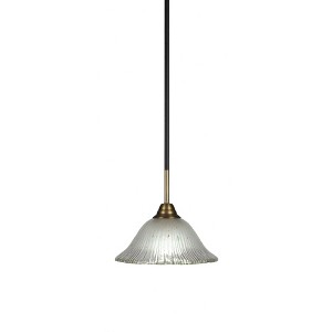 Toltec Lighting Paramount 1 - Light Pendant in  Matte Black/Brass with 10" Frosted Crystal Shade - 1 of 1