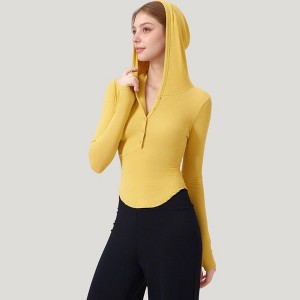 Anna-Kaci Active Women's Long Sleeve Henley Hoodie Activewear Top with Streamlined Fit and Lightweight Stretch Fabric - 1 of 4