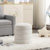 18.50"Soft Boucle Round Ottoman Footrest Stool,Black - 2 of 4