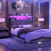 Aheaplus Headboard with Storage shelves and Charging Station, Wood Headboard with LED Light - 3 of 4