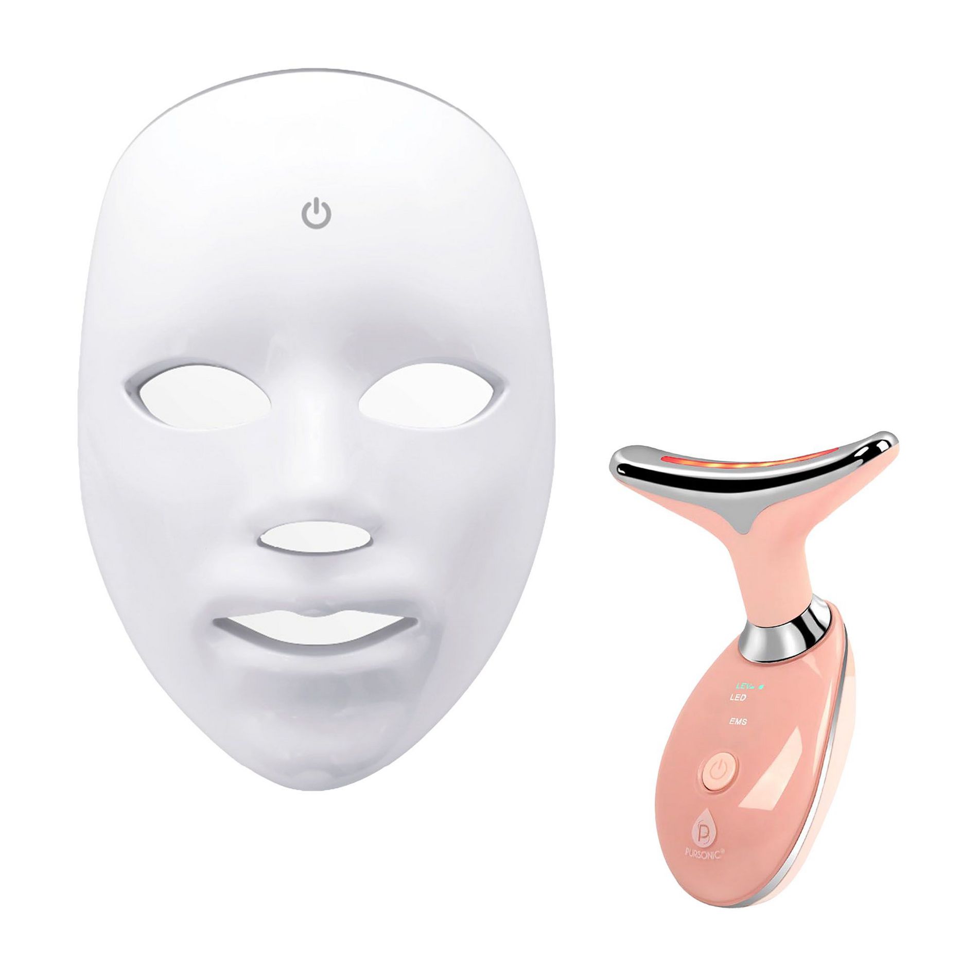 LED Glow Set – 7-in-1 LED Light Therapy Face Mask + 7-in-1 LED Face & Neck Sculpting Wand