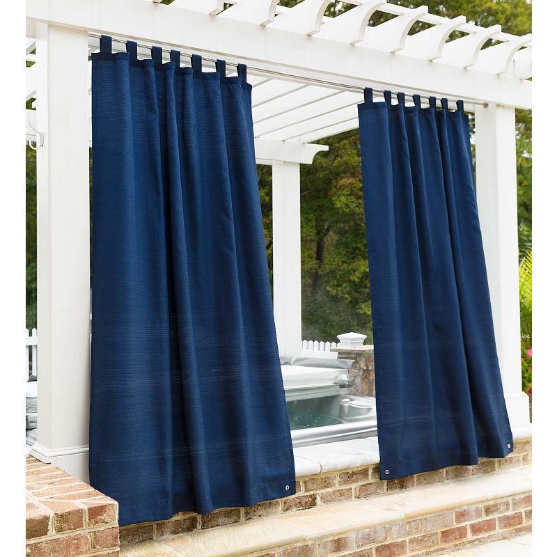 Plow & Hearth Grasscloth Outdoor Curtain Panel with Tab Top, 54"W x 84"L Linen, 2 of 3