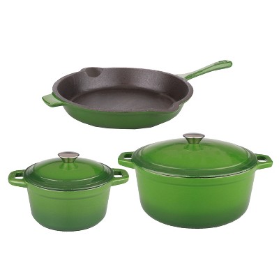 Berghoff Neo 5pc Cast Iron Cookware Set, 5qt. & 8qt. Covered Dutch Ovens,  10 Fry Pan, Green : Target