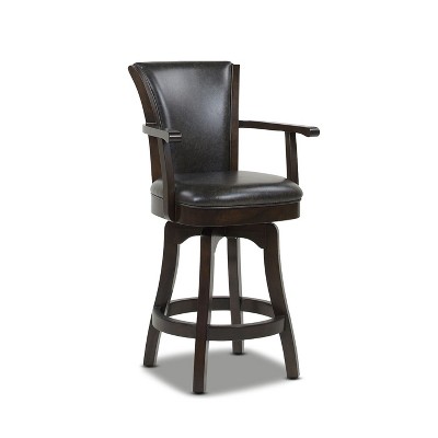 Sapphtopaz Swivel Bar Stool with Armrests Upholstered Wood Counter Height Bar Stools with High Backrest Dining Chairs for Kitchen Island