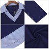 Women's Short Sleeve V-Neck Contrast Collared Shirts Patchwork Work Blouse Tunics Tops - 3 of 4