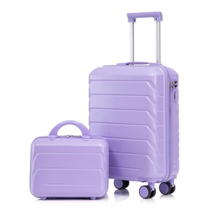 ChicFurnit Bag and Luggage Sets Hardside Checked Luggage, ABS Suitcase with Double Spinner Wheels, TSA Lock, Purple, 14.4"*9.1"*22.2" - 1 of 4