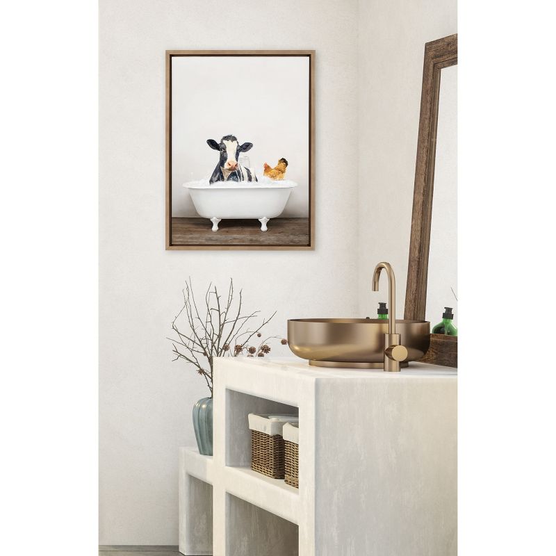 18&#34; x 24&#34; Sylvie Cow and Chicken in Rustic Bath Frame Canvas by Amy Peterson Gold - Kate &#38; Laurel All Things Decor, 6 of 8