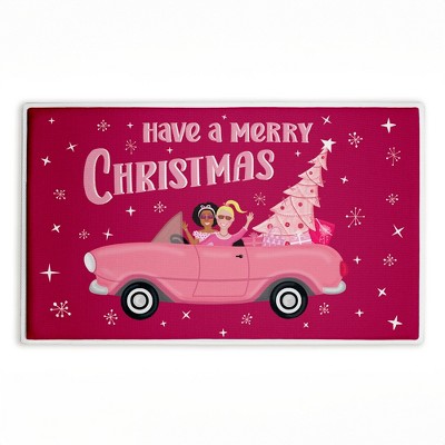 Stupell Industries Midcentury Pink Christmas Printed Plush Bath Mat And Bath Rug, Design By Darlene Seale, 18"X30"