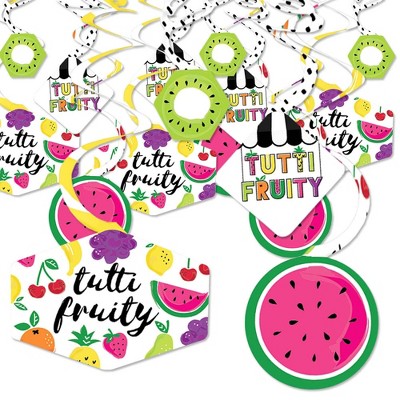 Big Dot of Happiness Tutti Fruity - Frutti Summer Baby Shower or Birthday Party Hanging Decor - Party Decoration Swirls - Set of 40