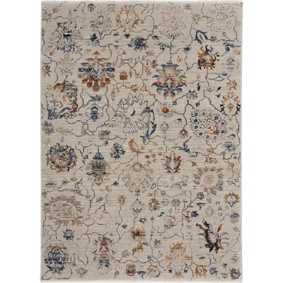 Kaia Transitional Floral & Botanical Ivory/Orange/Blue Area Rug