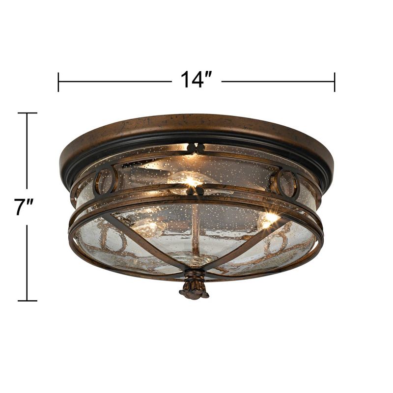 John Timberland Beverly Drive Rustic Flush Mount Outdoor Ceiling Light Bronze 7" Clear Seedy Glass for Post Exterior Barn Deck House Porch Yard Patio, 4 of 8