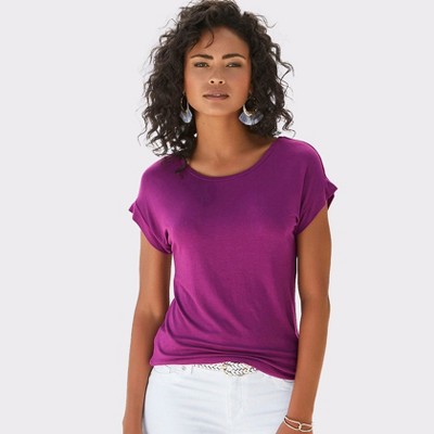 Women's Round Neckline Short Sleeve Top - LASCANA