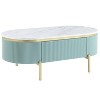 3pc Cartehena Faux Marble Coffee, Console, and End Table Set Light Teal Blue - HOMES: Inside + Out: Mid-Century Style, Gold Accents, Storage Drawer - 3 of 4