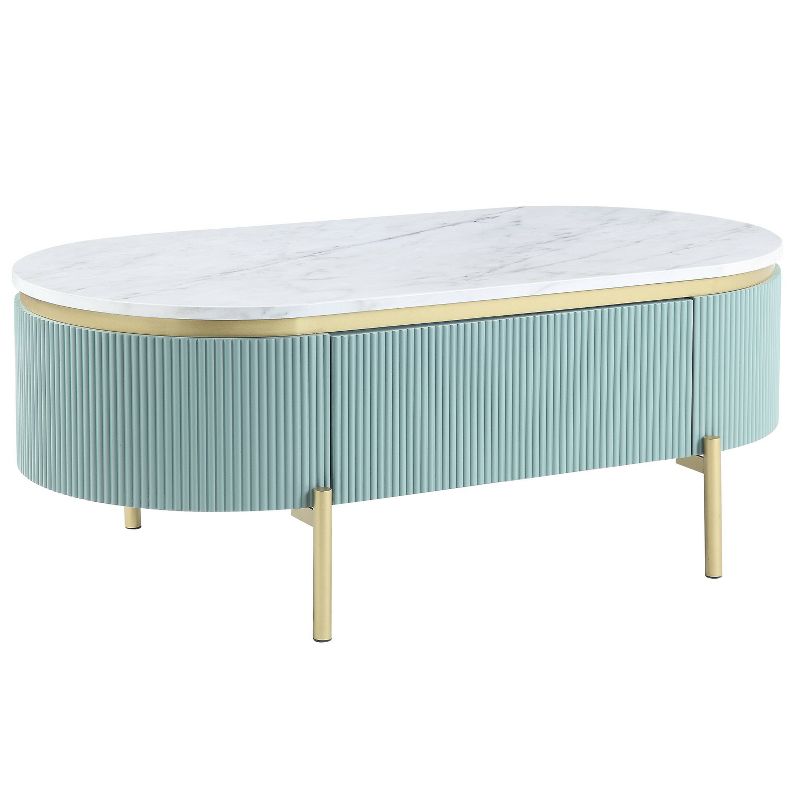 3pc Cartehena Faux Marble Coffee, Console, and End Table Set Light Teal Blue - HOMES: Inside + Out, 4 of 7
