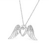Haus of Brilliance Silver Pave-Set Diamond Accent Angel Wing Double Heart Pendant Necklace - 3 of 4