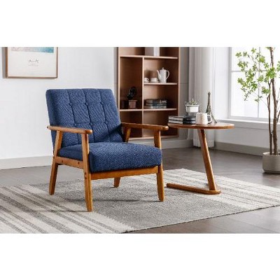 CAVINAS Mid-Century Modern Accent Chair, Leisure Chair with Solid Wood Armrest and Feet, Single Sofa Chair, ArmChair for Living Room Bedroom