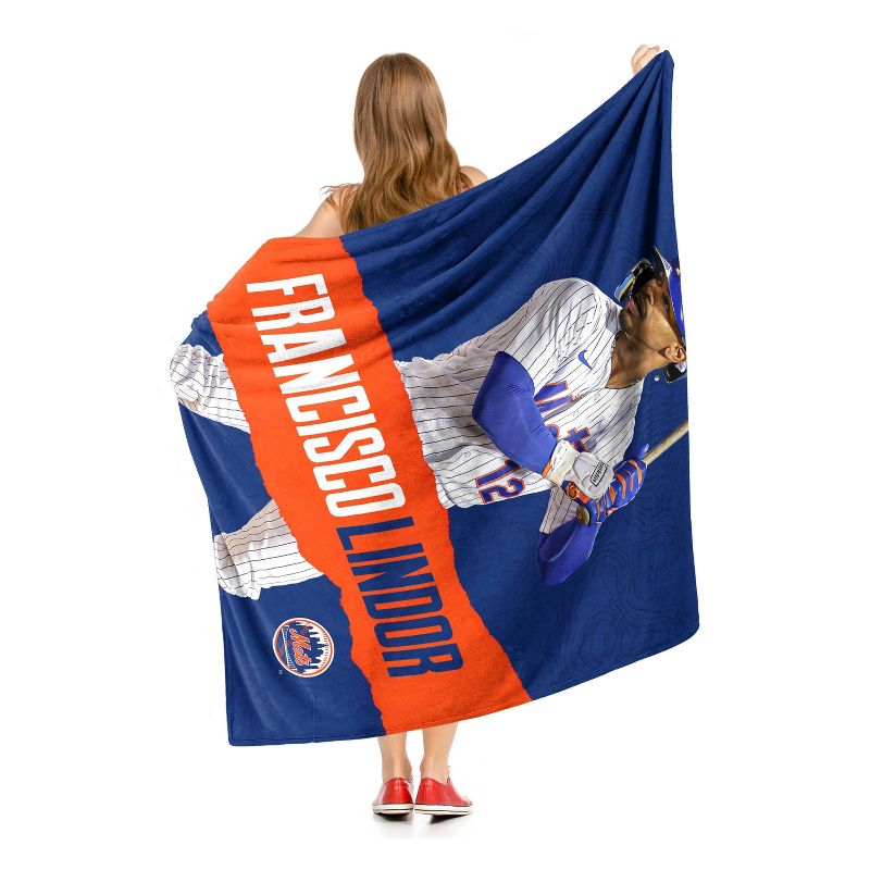 50&#34;x60&#34; MLB New York Mets Francisco Lindor Silk Touch Throw Blanket, 4 of 6
