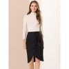 INSPIRE CHIC Women's Wrap Work Office Knee Length Skirt - 4 of 4