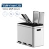 Three Compartment Stainless Steel Trash Can, 3 x 5.3 Gal (3 x 20L) Garbage Can for Kitchen Office, Rectangular Recycling Bin - 4 of 4