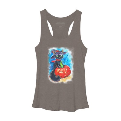 Women's Design By Humans halloween. the witch cat By POLINART Racerback Tank Top