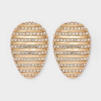SUGARFIX by BaubleBar Gold and Crystal Oval Statement Stud Earrings - Gold
