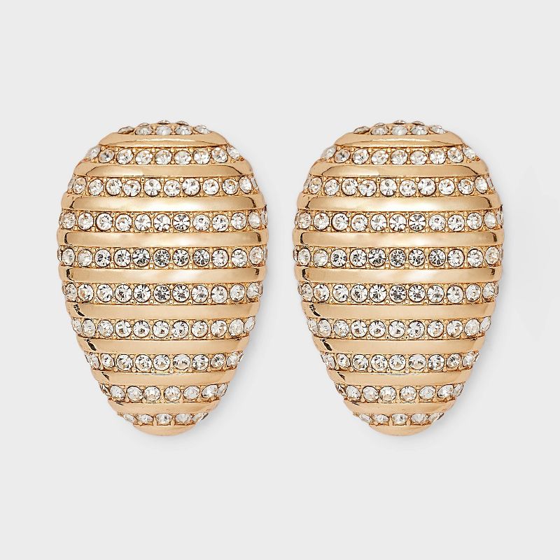 SUGARFIX by BaubleBar Gold and Crystal Oval Statement Stud Earrings - Gold, 1 of 3