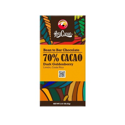 AraCacao | Bean to Bar | 70% Dark Chocolate Bar | Kosher Certified | Gluten-Free Cacao with Goldenberry | Made in Costa Rica | 57g