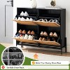 Hidden Rattan Shoe Cabinet with Drawer/ 4 Flip Doors Narrow Shoe Storage,Shoe Organizer - 4 of 4