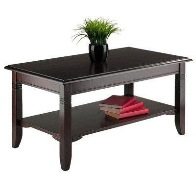 Transitional Cappuccino Brown Rectangular Wood Coffee Table