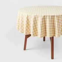 70" Cotton Gingham Round Tablecloth Yellow - Threshold™