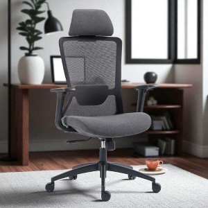 Mshliw High Back Ergonomic Mesh Office Chair with Adjustable Lumbar Support, Headrest, Seat Depth, and 360° Swivel Wheels - 1 of 4